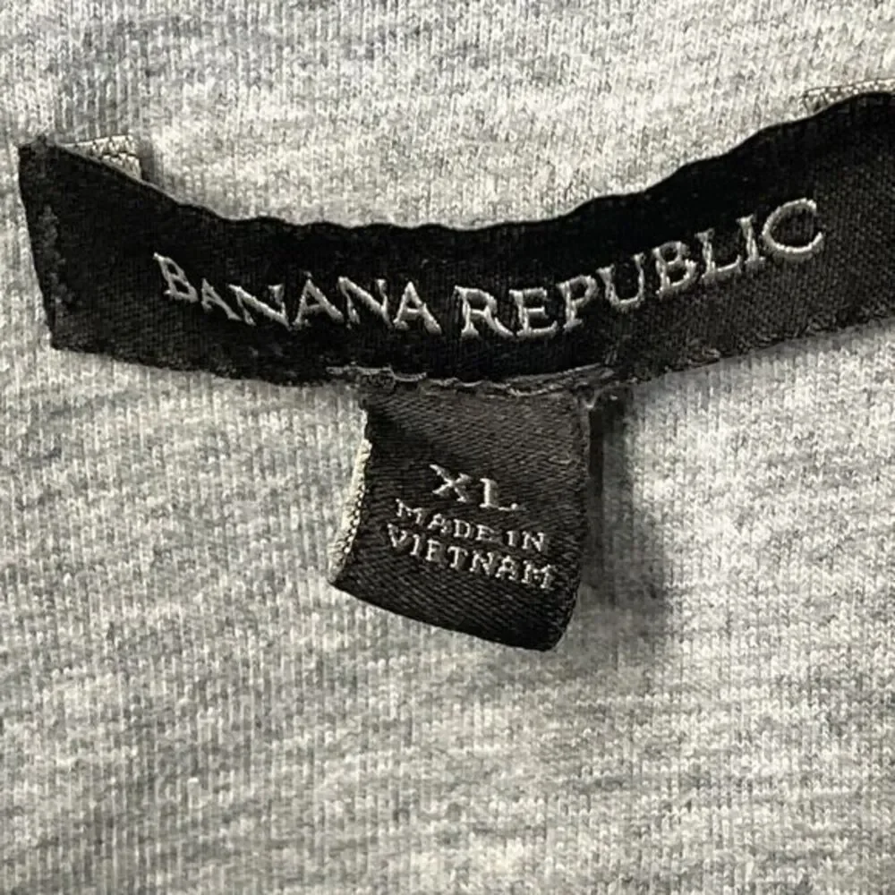 BANANA REPUBLIC 1/4 Zip Collared Gray Pullover Thermal Shirt Long Sleeve Mens XL